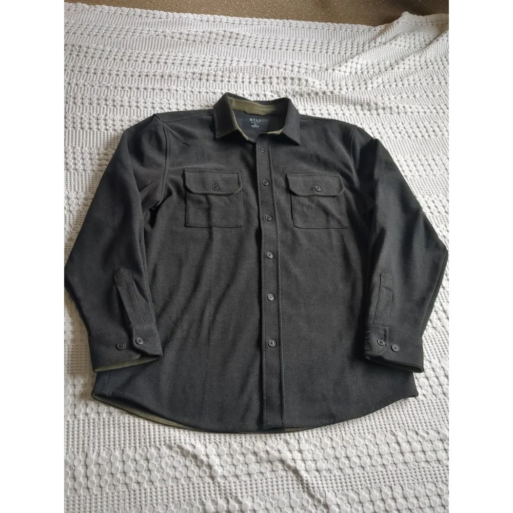 Bylt Coastal Over Shirt Size Large Charcoal Gray Button Up Long Sleeve